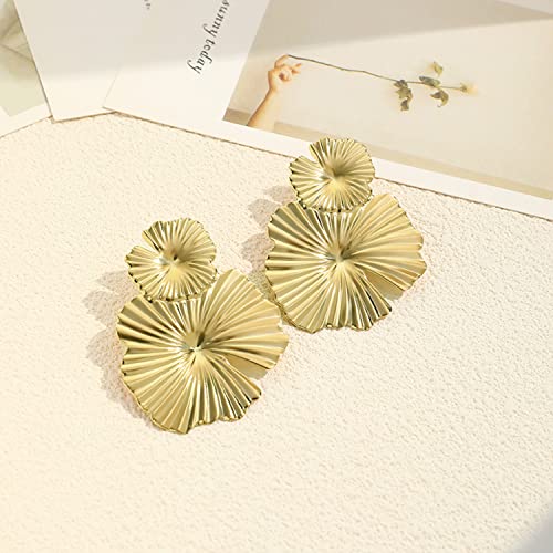 Fuvirou Ginkgo Leaf Flower Earrings Gold Geometric Statement Earring For Women Girls Vintage Irregular Circular Exaggerated Statement Stud Earrings Boho Drop Dangle Earrings Jewelry Gift (Gold) #TOP5
