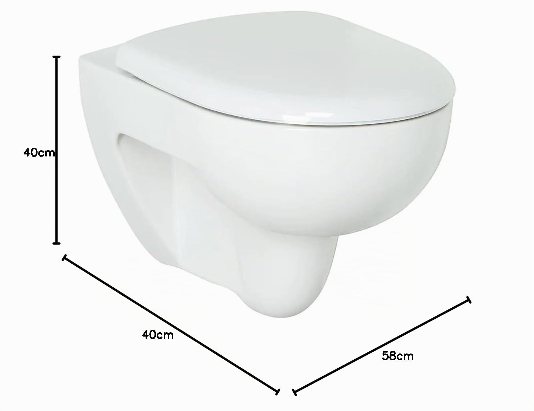 Geberit Renova Set Wand-WC mit WC-Sitz, Tiefspül-WC, B x H x T 37 x 40,5 x 54 cm, Rimfree, mit Absenkautomatik, WC-Set 500801001