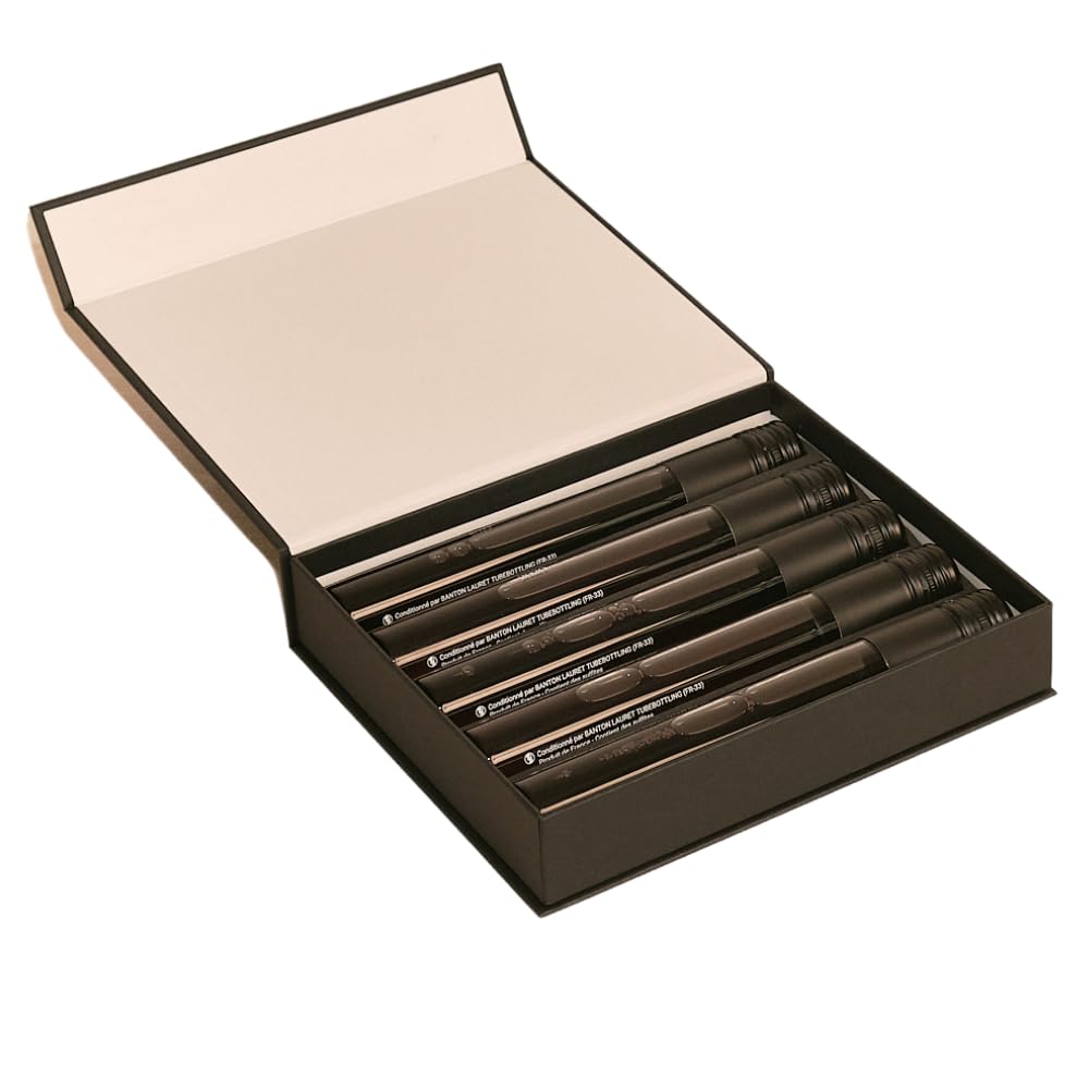 Coffret dégustation vins rouges 100 % – 5 flacons 10 cl - Bourgogne, Bordeaux, Rhône, Languedoc – Sélection France - Format verre - Cadeau œnologique