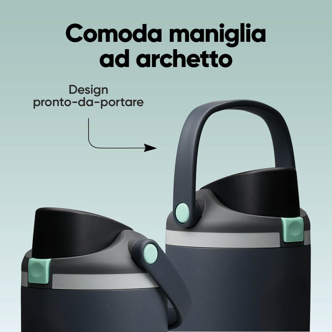 Owala FreeSip Sway borraccia termica in acciaio inox con beccuccio 2‑in‑1, 1185ml, cannuccia integrata e manico ad archetto, per viaggi, scuola e sport, senza BPA, a prova di perdite, Foggy Tide