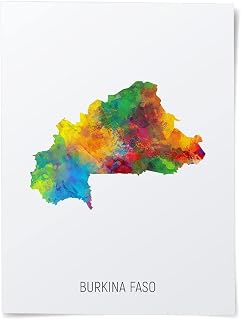 Burkina Faso Watercolor Map art print poster, unframed -10796