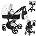 Ella & Piet® Puppenwagen MOOVE4 mit Wickeltasche 2in1 (Schwarz-Weiß-Gold)