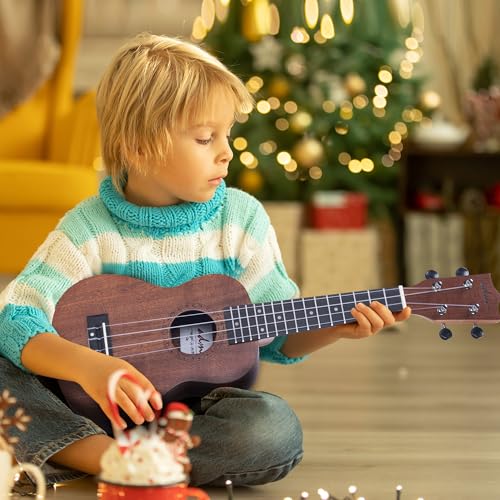 ADM Ukulele Beginner Kit Mahogany Hawaiian Wood Ukelele Bundle Ukalalee Set with Uke Free Starter Lessons for kids Students and Adults, Yellow Brown (Khaki, 21 inch) — view 2