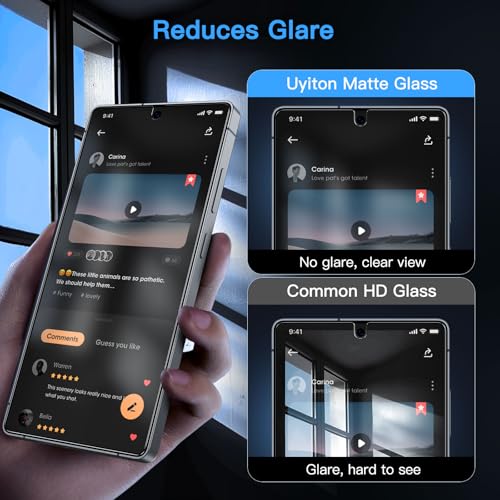 Image of Uyiton for Samsung Galaxy S25 Ultra Matte Privacy Screen Protector | Anti-Fingerprint Anti-Spy Shatterproof Full Coverage Case Friendly 9H Tempered Glass Screen Cover, 2 Pack
