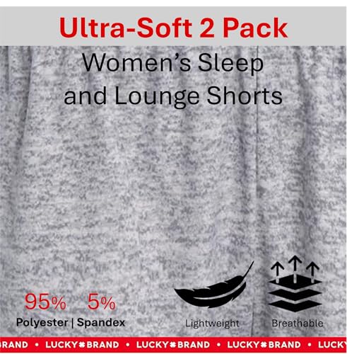 Image of Lucky Brand Women's Pajama Bottoms - Ultra-Soft 2 Pack Sleep and Lounge Sweat Shorts, Cortos de Pijama para Mujer
