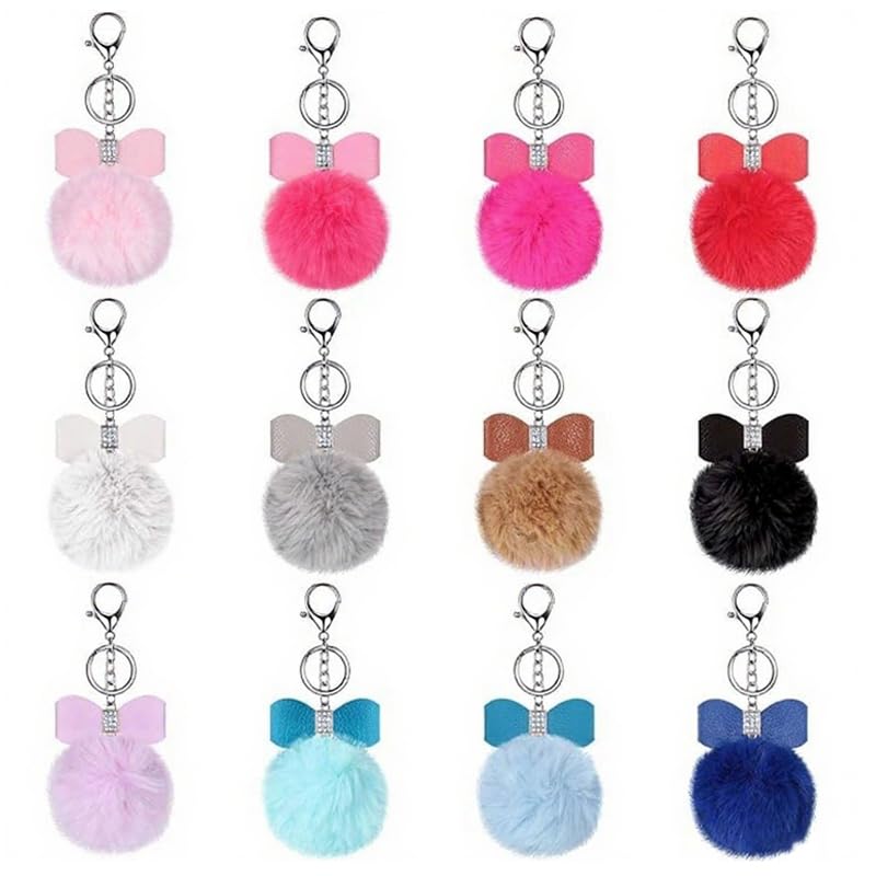 Porte-clés nœud strass multicolores 8 cm BetterJonny, finition éclatante pour femme