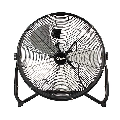Comfort Zone CZHV20S High-Velocity Industrial 3-Speed Black Slim-Profile Drum Fan with Aluminum Blades