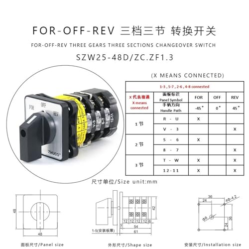 Interrupteur à came rotatif SZW25-48D/ZC.ZF1.3 25A pour inverseur de source - 2