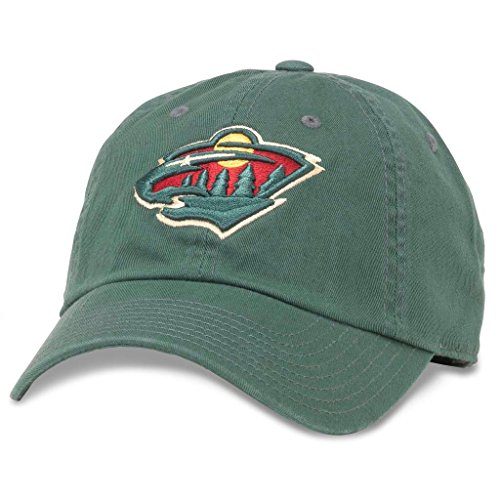 American Needle Blue Line NHL Team Dad Hat, Minnesota Wild, Forest Green (40742A-MNW)