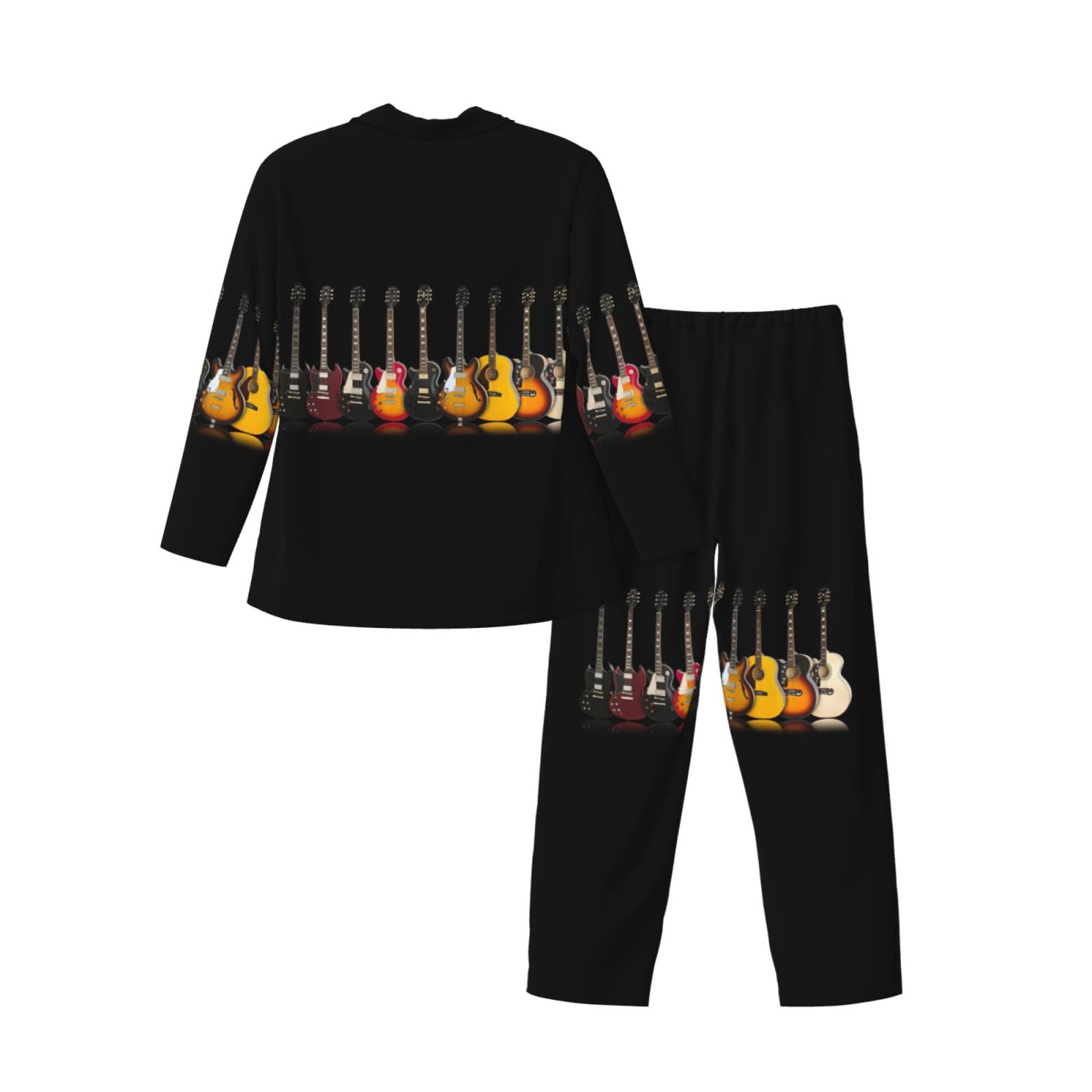 Chitarra Elettrica Stampa Uomo Manica Lunga Pigiama Set Due Pezzi Lounge Pantaloni Per Inverno Autunno Primavera Estate