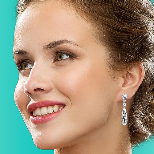 Uny Jewel Dangle Tear Drop Earring Multi Twisted Cable Wire Twirl Designer Inspired Unique Elegant Cute Earring Christmas Gift (Silver Twirl) #TOP4