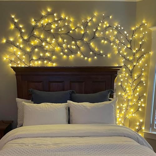 Enchanted Willow Vine Lights with Remote, Christmas Swags Decorations Indoor Room Decor, 18 Branches 144 LEDs Lighted Willow Vine Lights for Walls Bedroom Home Decor - Image 5