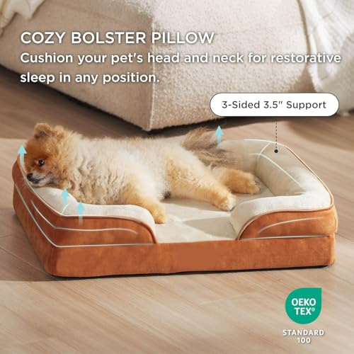 Image of Cutepups Orthopedic Dog Bed Comfortable Dog Mattress for Sleeping, Washable pet Bed for Dogs (Brown /Cream, M)
