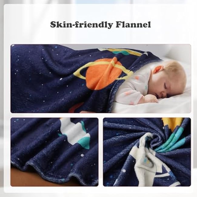 Baby Monthly Milestone Star Astronaut Boy Blanket - Newborn Swaddle, Party Favors, Photography Backdrop Props, Dark Party Supplies 40 * 50IN