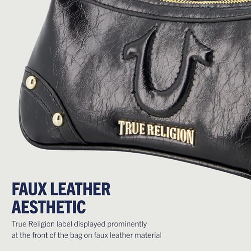 True Religion Women's Shoulder Bag Purse, Mini Travel Handbag with Horseshoe Logo, Black3