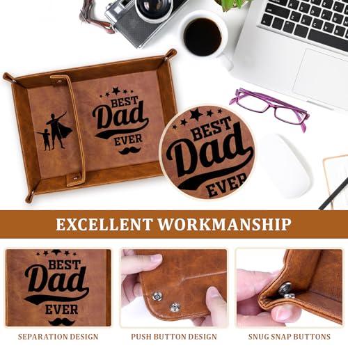 QXRXN Dad Fathers Day Birthday PU-Leather Valet Tray, Bedside Organiser Daddy Birthday Gifts from Son Daughter, Best Dad Ever Presents Wallet Keys Watch Nightstand Organiser - Cosy Home Interiors QXRXN Dad Fathers Day Birthday PU-Leather Valet Tray, Bedside Organiser Daddy Birthday Gifts from Son Daughter, Best Dad Ever Presents Wallet Keys Watch Nightstand Organiser - Image 3