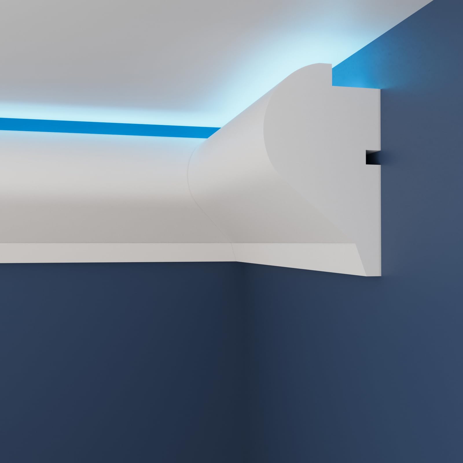 WOLDECOR Premium LED Coving Cornice – Lightweight XPS Ceiling Moulding Trim, Easy to Install Decorative Polystyrene Coving for Walls and Ceilings with LED Lighting (WLU28, External Corner 20cm)