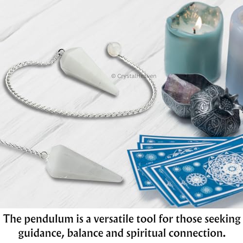 Image of Snow Quartz Pendulum Dowsing Tool - Natural Crystal Pendulum for Spiritual Guidance - Premium Dowser Pendulum for Accurate Divination and Energy Healing - Perfect for Energy Healing and Chakra Balancing - Handcrafted with Precision and Elegance