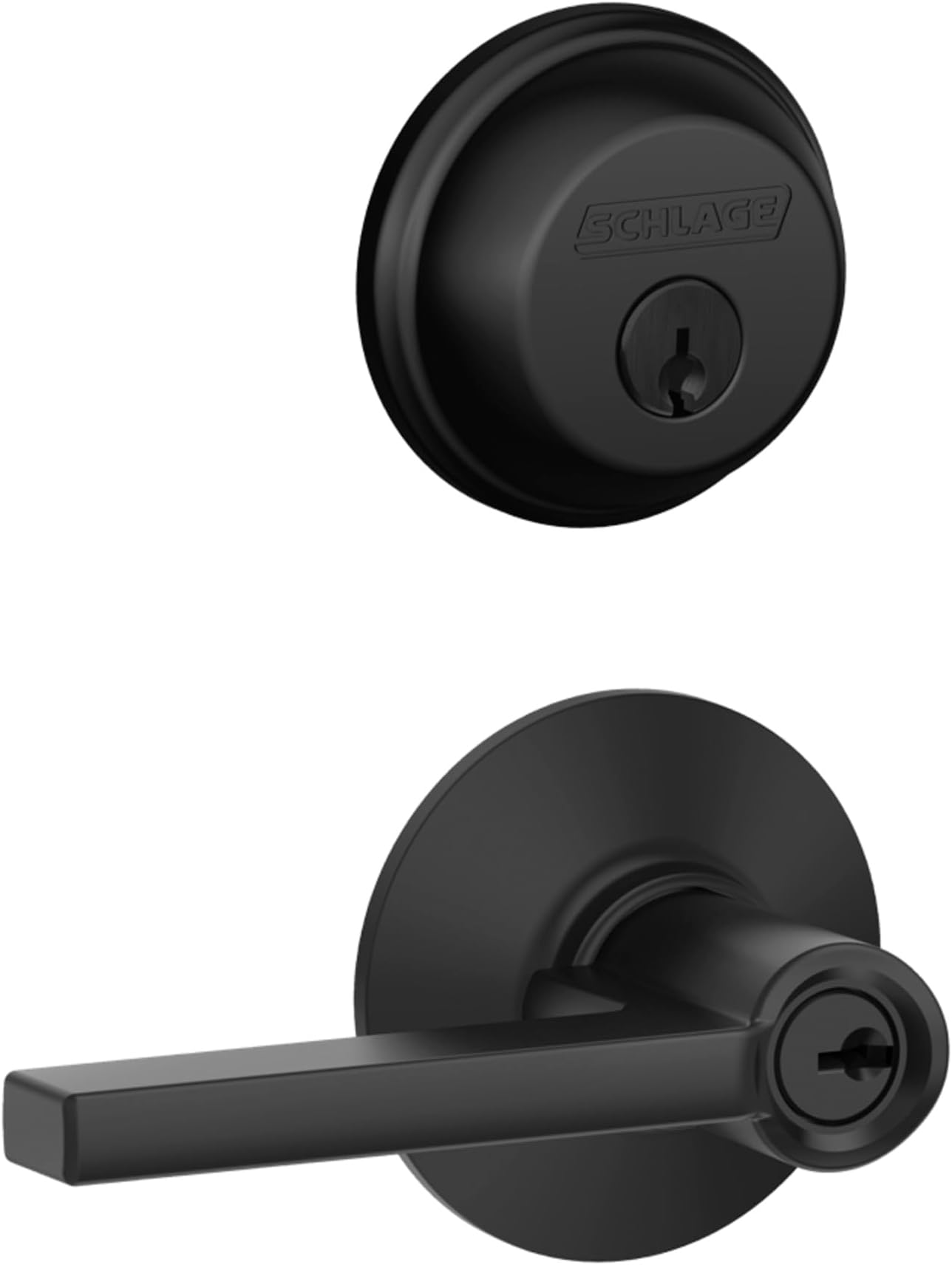 FB50 N G LAT 622 Single Cylinder Deadbolt and Keyed Entry Latitude Lever, Matte Black