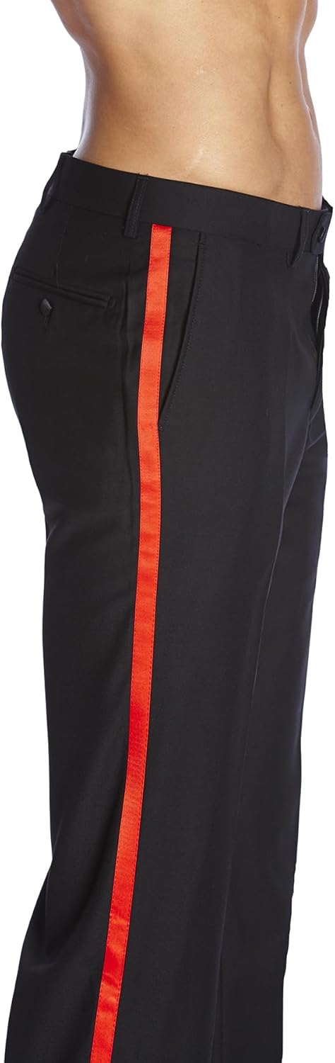 Men's Tuxedo Pants Tux Pant Flat Front Satin Band Stripe Solid Colors