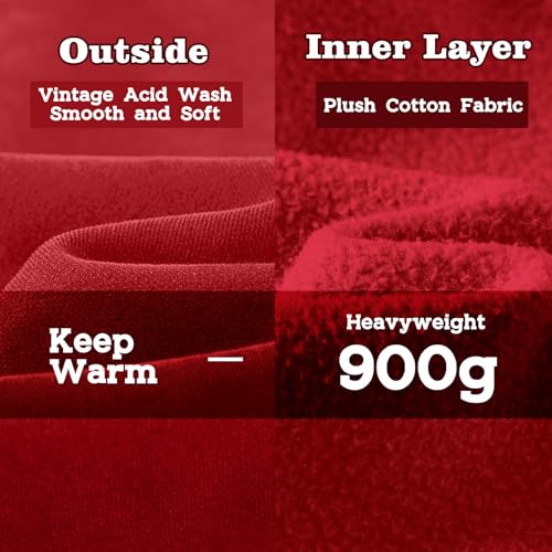 FAIABLE Mens Women Oversized Acid Wash Hoodie Unisex Heavyweight Vintage Fleece Sweatshirt & Hoodies for Men Couple 2025 5