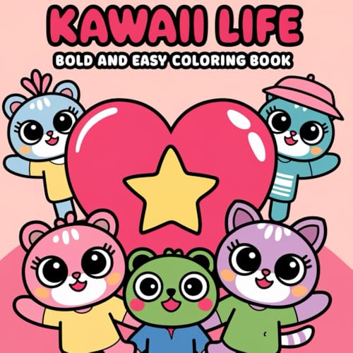 Kawaii Life Bold and Easy Colouring book