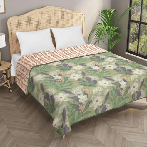 Image of Homestan Reversible All Season Cotton Feel Dohar for Double Bed,Soft Light Weight AC Blanket /Comforter for Summer /Winter /Monsoon (84x88 Inches, Tropic Dew)