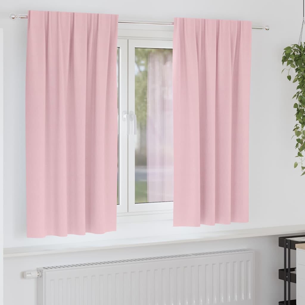 Juego de 2 cortinas opacas de poliéster rosa bebé 175 x 140 cm, triple, 80 a 90 % de oscurecimiento, protección solar para sala de estar o dormitorio