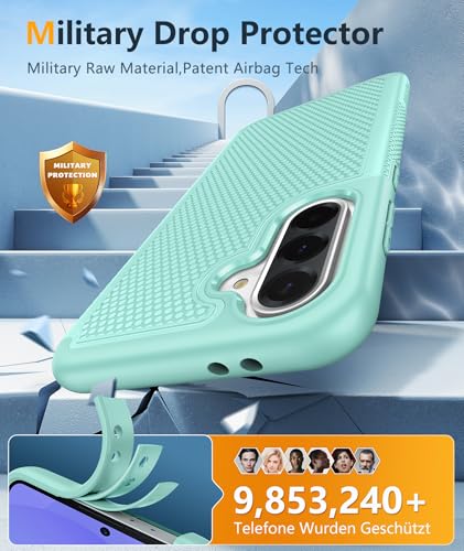 Image of FNTCASE for Galaxy A36-5G Phone Case - A56-5G Military Grade Drop Protection, 14ft Drop Tested, Screen Protector Included, Anti-Slip Matte Textured, TPU+PC Dual Layer Shockproof Cover (Mint Green)
