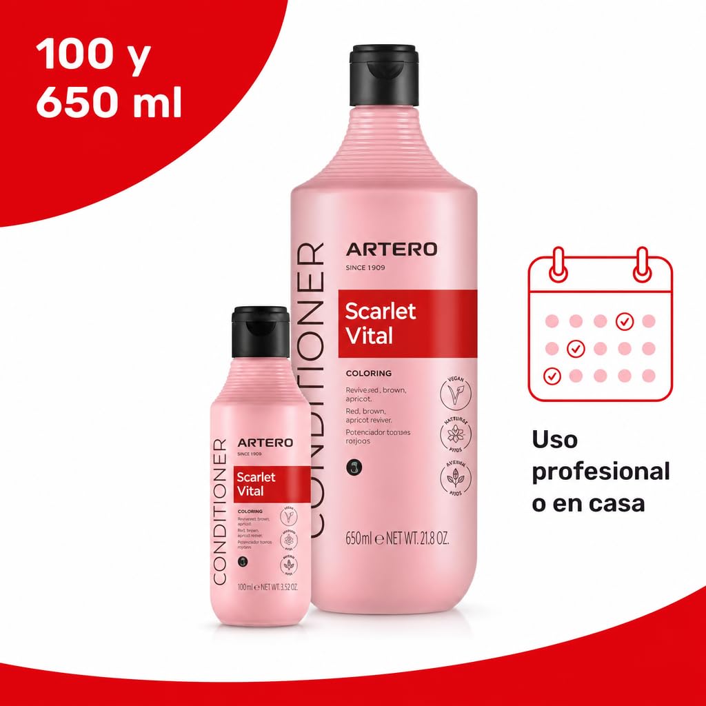 Artero Scarlet Vital Mascarilla Potenciadora de Color para Perros Rojos, Marrones, Chocolate y Apricot, 650 ml