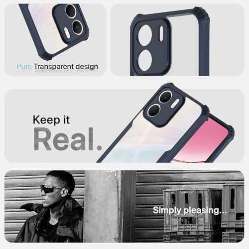 Image of Pikkme Back Cover for Oppo A5x | Ultra Hyrbid | Full Camera Protection | Raised Edge | Crystal Clear Transparent Bumper Case (Blue)