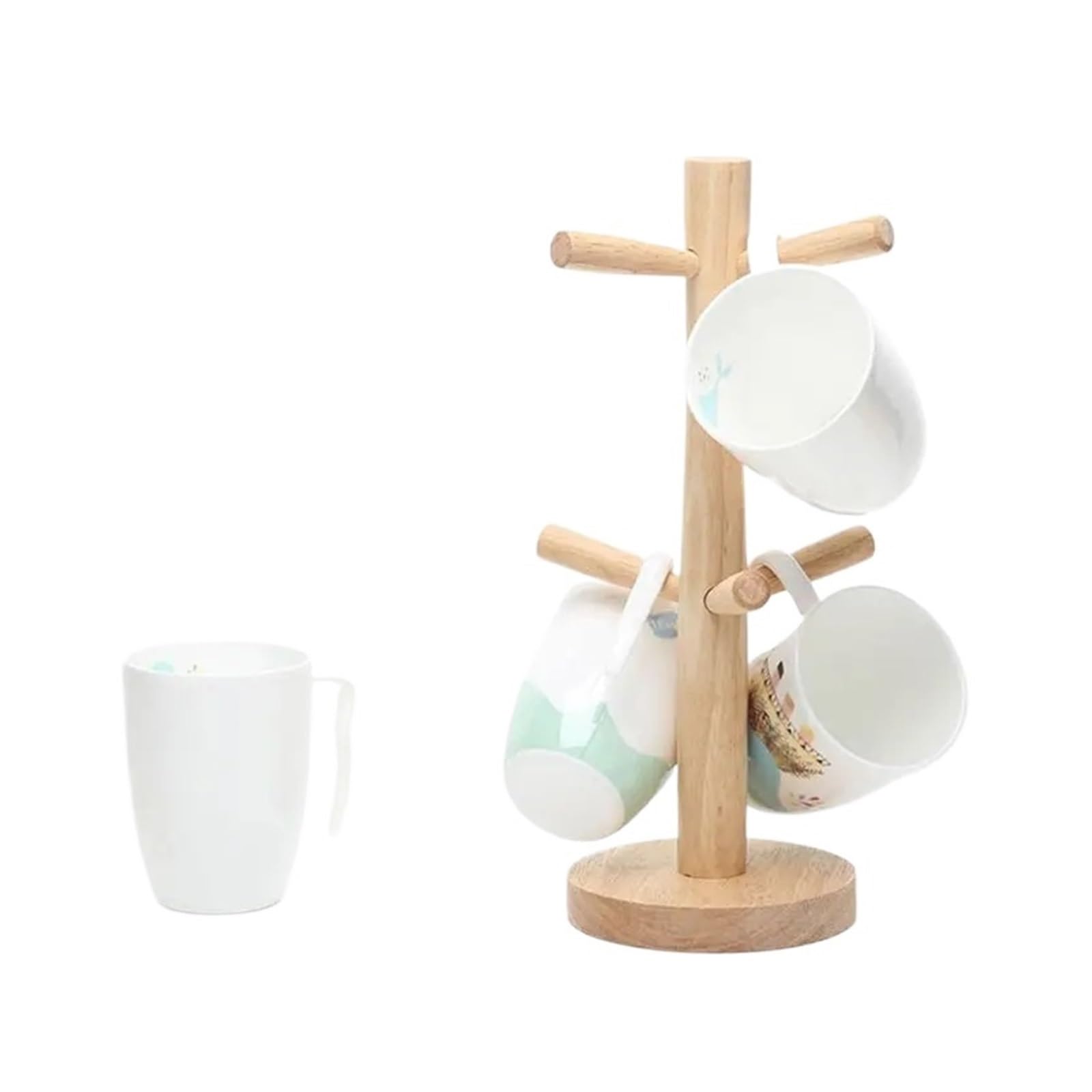 Yonmledo One Color Mug Stand Mug Holder Tree Wooden Cup Holder Rack Tabletop Holder Tea Coffee Hoooks Storage