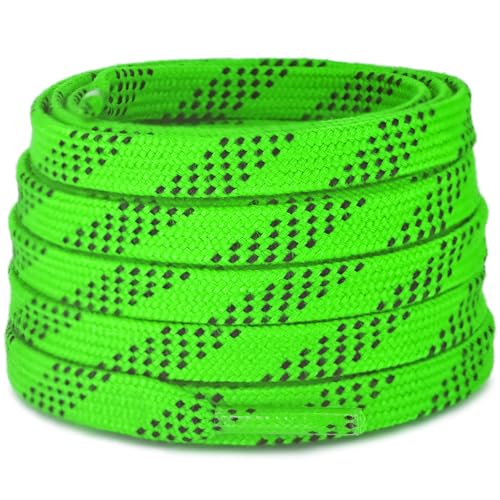 Lacesgian Pro Grade Polyester Hockey Skate Laces with Molded Tips Colored Shoe Strings 72120 for Ice Skate Roller Skate (Green 72/180cm)
