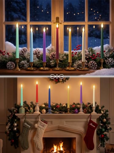 Image of Treela Battery Operated LED Taper Candles,Basic,11 Inch,Pastel