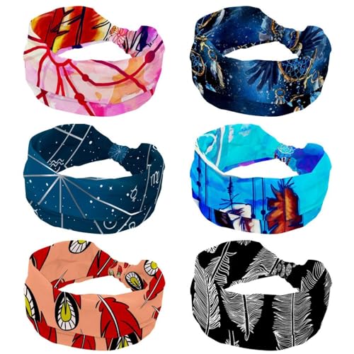 6 Bandeaux larges femme style ethnique bohème et antidérapants pour le sport