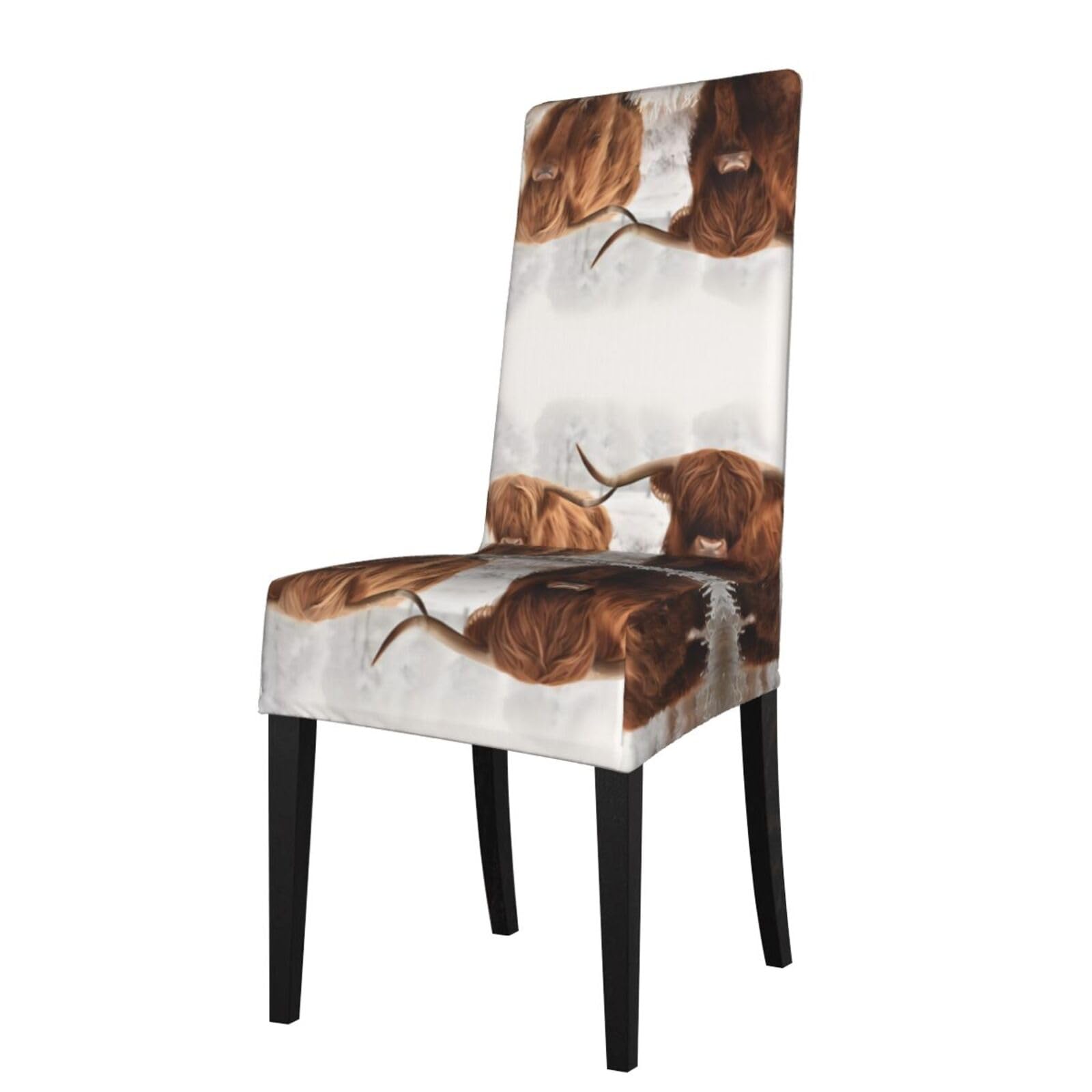 YYHWHJDE Scottish Highland Cow Prints Protection Cover for Dining Chair – Stretchable Slipcovers for a Refreshing Dining Room Makeover