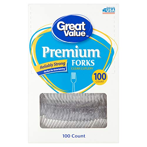 Great Value Pack Premium Disposable Plastic Forks, 100ct (1) Great Value Pack Premium Disposable Plastic Forks, 100ct (1)