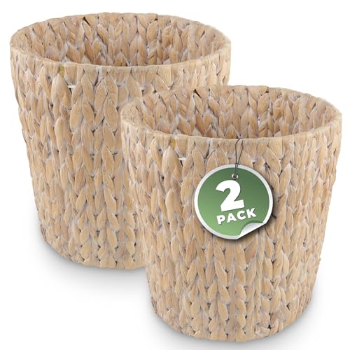 Canecas de basura de mimbre blancas 2 unidades