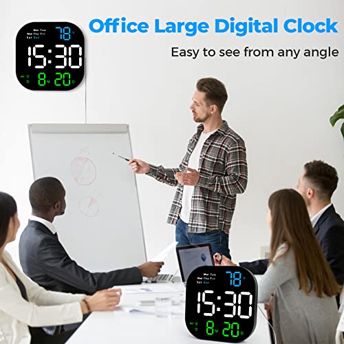 Szelam Digital Wall Clock Large Display, 10.5” Led Digital Clock With Date And Temperature, Auto Dimming, Day Of Week, With Remote Control, Perfect For Home Office Living Room(Mixed Color) #TOP3