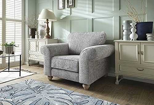 Ingrid Three Seater Sofa - Steel Grey Braided Chenille Sofa Sets for Livings Rooms - 3 or 2 Seater Sofa Set - Range includes 2 Seater & 3 Seater Settees, Armchairs & Cuddle Chairs (3 Seater)