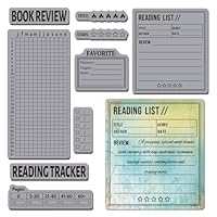 GLOBLELAND Rechteckiger Gummistempel für Buchbewertung, EVA-Material, Rot, 22x18cm, Leseverfolgung und Buchlistenmuster für Karten, Journaling, DIY-Basteln