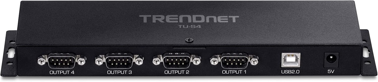 TRENDnet, TU-S4, concentrador USB a Serie RS232 de 4 Puertos, Negro