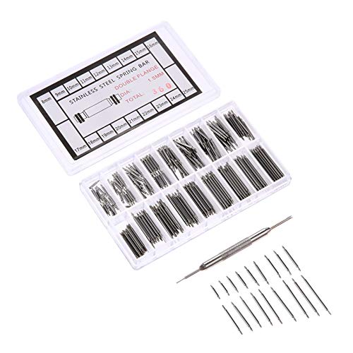 Hicello 360 PCS Spring Bar Tool, Stainless Steel Watch Bands Strap Removal Repair Fix Kit with Dismantle Watchband Tool Dia. 1.5mm Length 8-25mm
