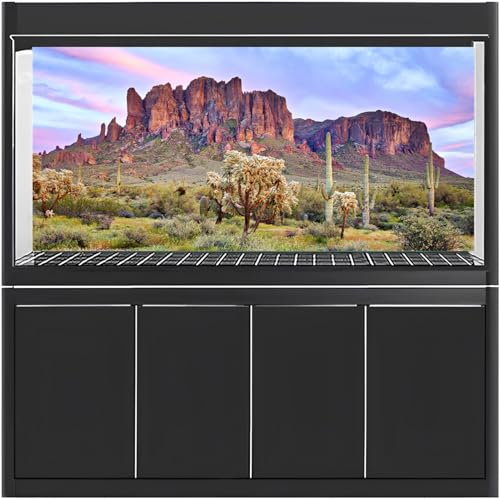 MIRRORANG 120x61cm Terrarium Background Blue Sky Cloud Mountain Huge Cactus Joshua Trees Oasis Gobi Reptile Habitat Background Durable Vinyl Background - Image 2