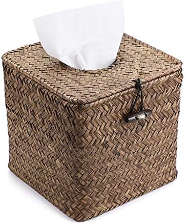 Sumnacon Square Woven Tissue Box Holder, Decorative Napkin Holder Pumping Paper Case Dispenser, Facial Box for Home Office Car Automotive Decoration, Coffee