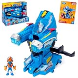 SUPERTHINGS–Robot Fighter.Vehículo Transformable en Robot de Héroes de la Película.Contiene Playset,Figura de Acción de Kid Kazoom,Carta Exclusiva y 3 Proyectiles.con Funciones y Ataques Especiales