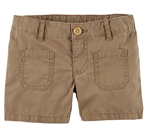 Carter s Girl Flat Front Patch Pocket Poplin Shorts; Light Brown (4)