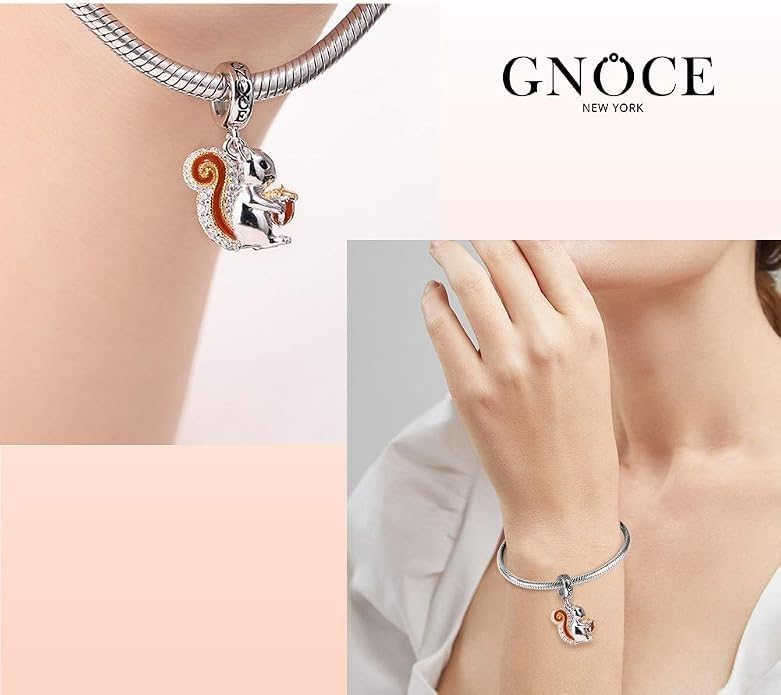 Image of GNOCE Cute Animal Collection Charms 925 Sterling Silver Pendant Dangle Bead Charm Fit for Bracelets and Necklaces, Hand-Finished Keepsake Jewelry Gift for Women, Girls, Mother, BBF