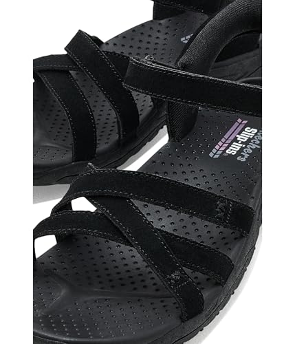 Skechers Skechers Women's REGGAE - NATURAL POISE Hands Free Slip-Ins, Double stitched suede slingback, Black/Black, 8.5M