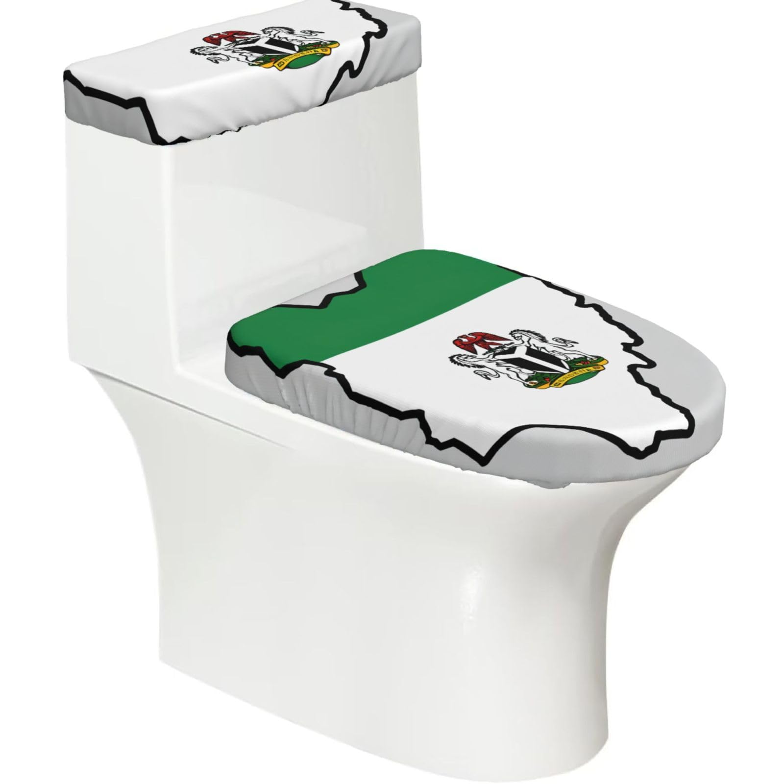 Nigeria Flag Map01 Print Bathroom Decor Toilet Lid Cover And Tank Covers, Restroom Accessories Fits Most Round